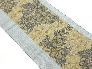 草木染草花に七宝模様織出し名古屋帯